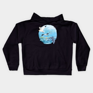 Dolphin and Birds Kids Hoodie